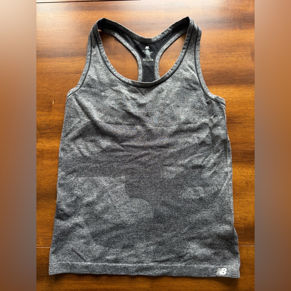 New Balance Gray Fitted Tank Top with Scoop Neckline